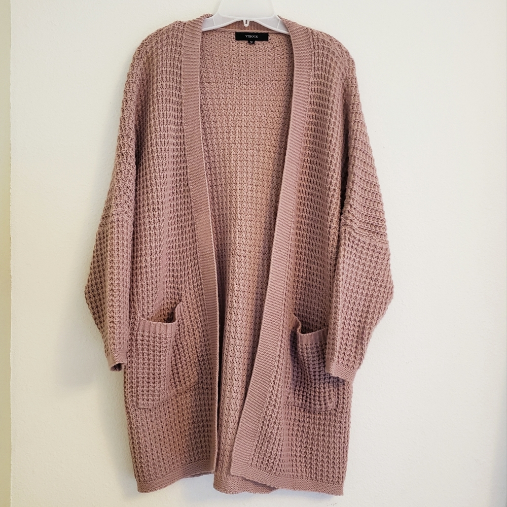 YIBOCK Knit Open Front Cardigan/Duster Dusty Pink
